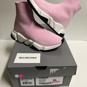 Balenciaga Speed Trainers Knit Sock Pink White/ Black Women size 5 EU 35